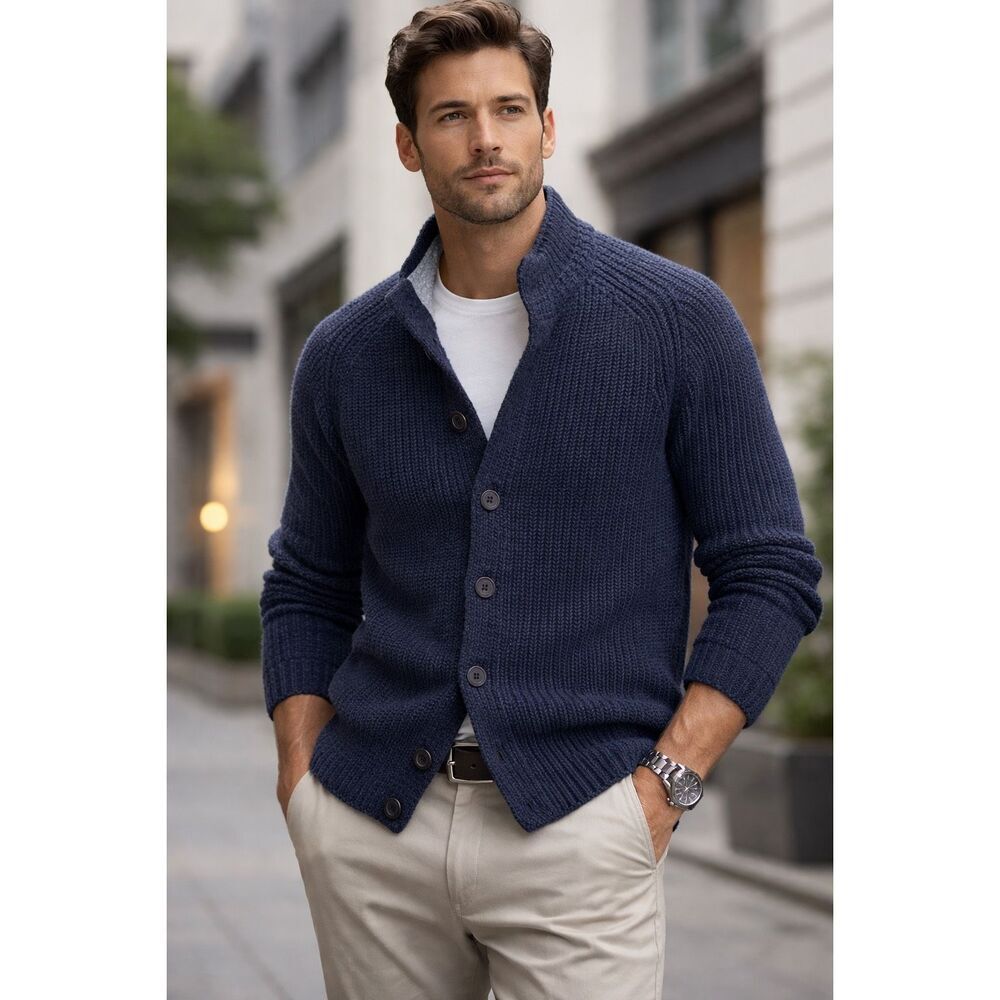 ✨Paolo Mondo Wool Blend Button Down Navy Sz Medium Cardigan✨